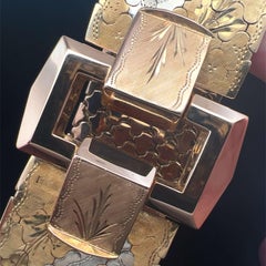 Retro Three Tone Gold Buckle Bracelet Circa 1960s