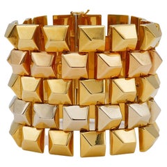 Retro Gold Bracelet Geometrical Three Tone 
