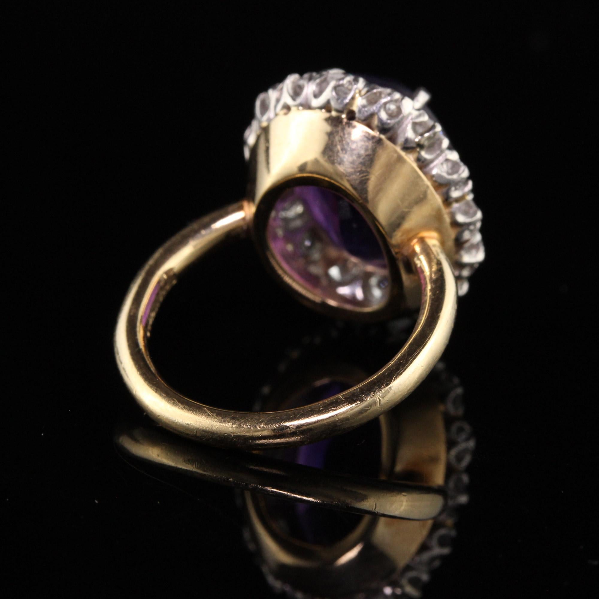 Women's Retro Tiffany and Co 18K Gold and Platinum Diamond Amethyst Engagement Ring