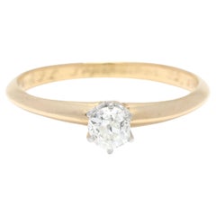 Rétro Tiffany and Co. Bague de fiançailles solitaire en diamant, platine 18 carats, Rs. 7.5