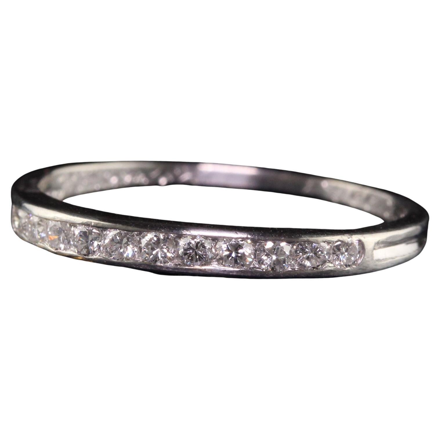 Tiffany and Co. Vintage Estate Platinum Diamond and Ruby Wedding Band