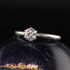 Retro Tiffany and Co Platinum Old Cut Diamond Engagement Ring