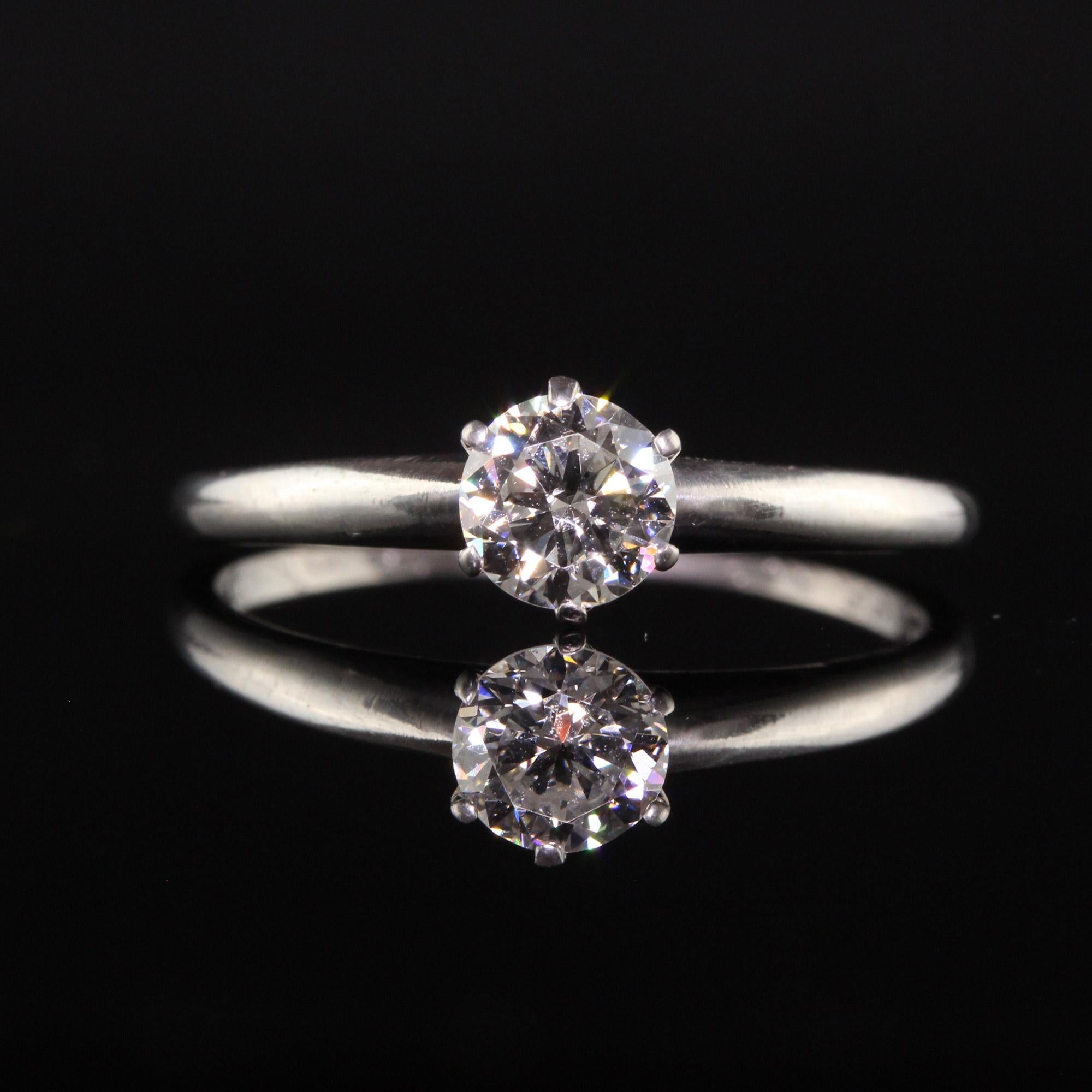 Tiffany and Co, bague de fiançailles rétro en platine avec diamant taille ancienne Bon état - En vente à Great Neck, NY