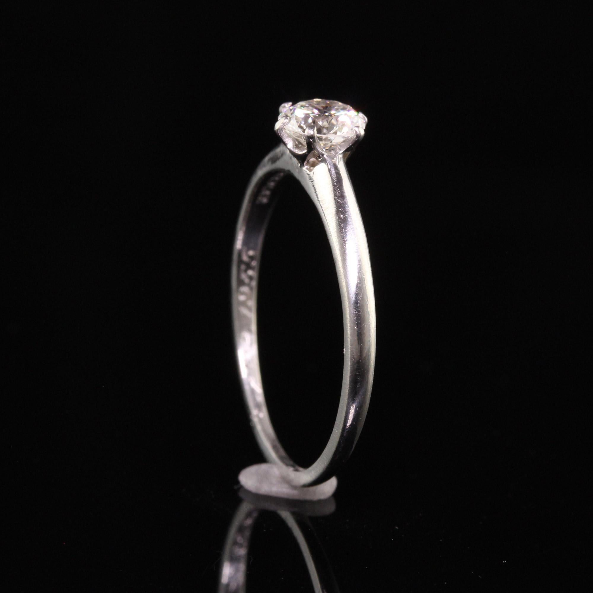 Retro Tiffany and Co Platinum Old Cut Diamond Engagement Ring For Sale 1