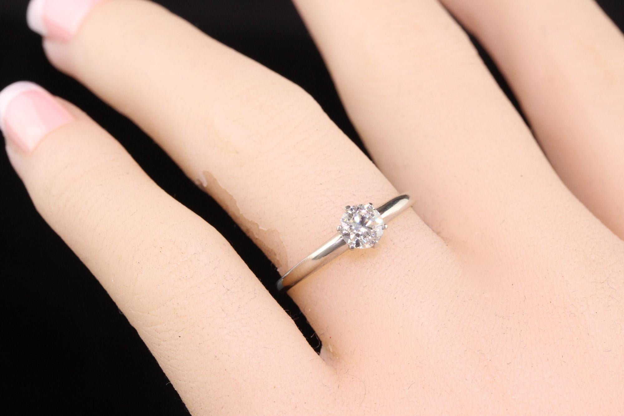 Retro Tiffany and Co Platinum Old Cut Diamond Engagement Ring For Sale 2