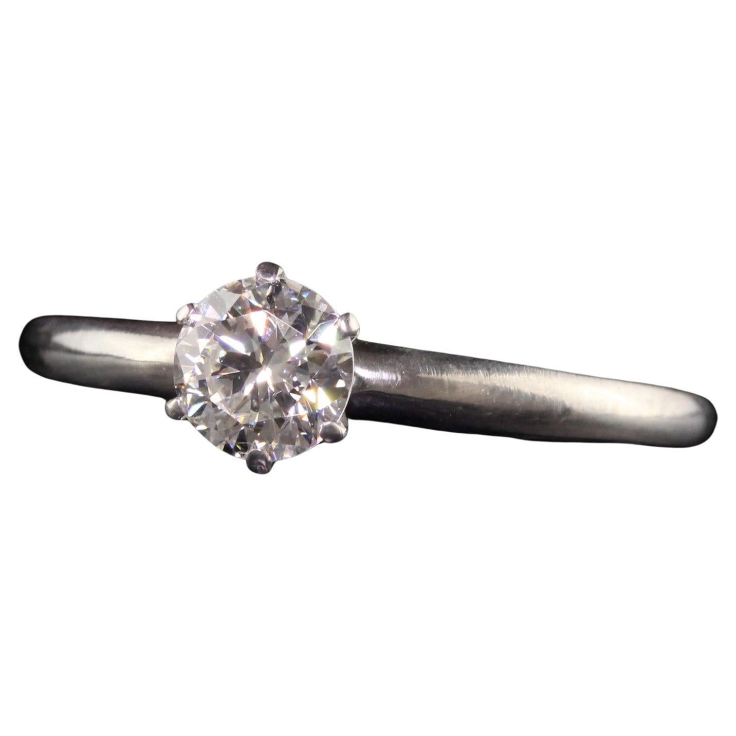 Retro Tiffany and Co Platinum Old Cut Diamond Engagement Ring
