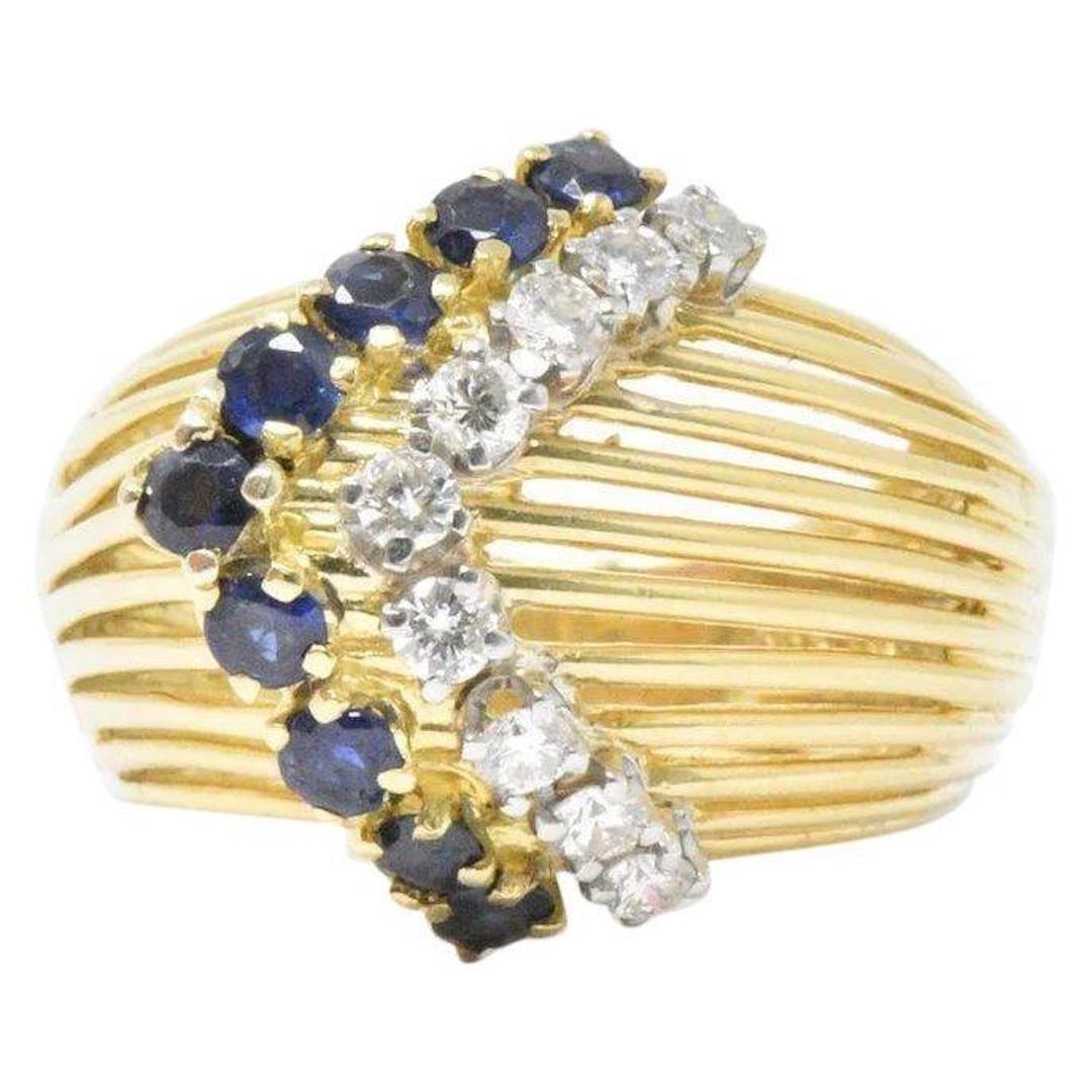 Retro Tiffany & Co. 0.35 Carat Diamond Sapphire and 18 Karat Gold Ring 5