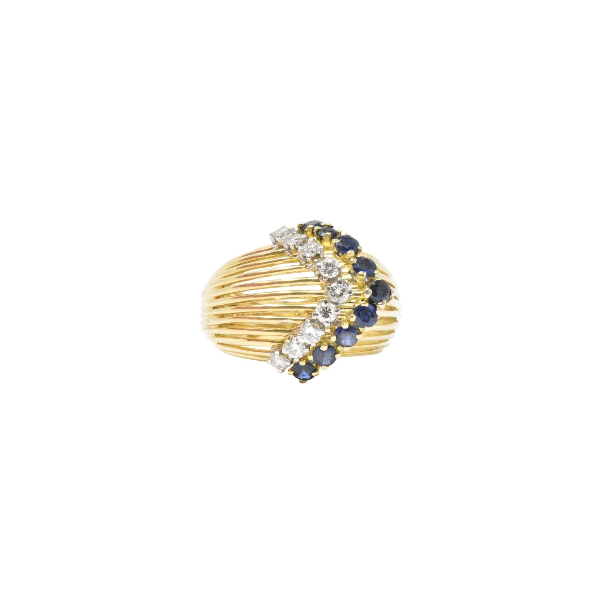Retro Tiffany & Co. 0.35 Carat Diamond Sapphire and 18 Karat Gold Ring In Good Condition In Philadelphia, PA