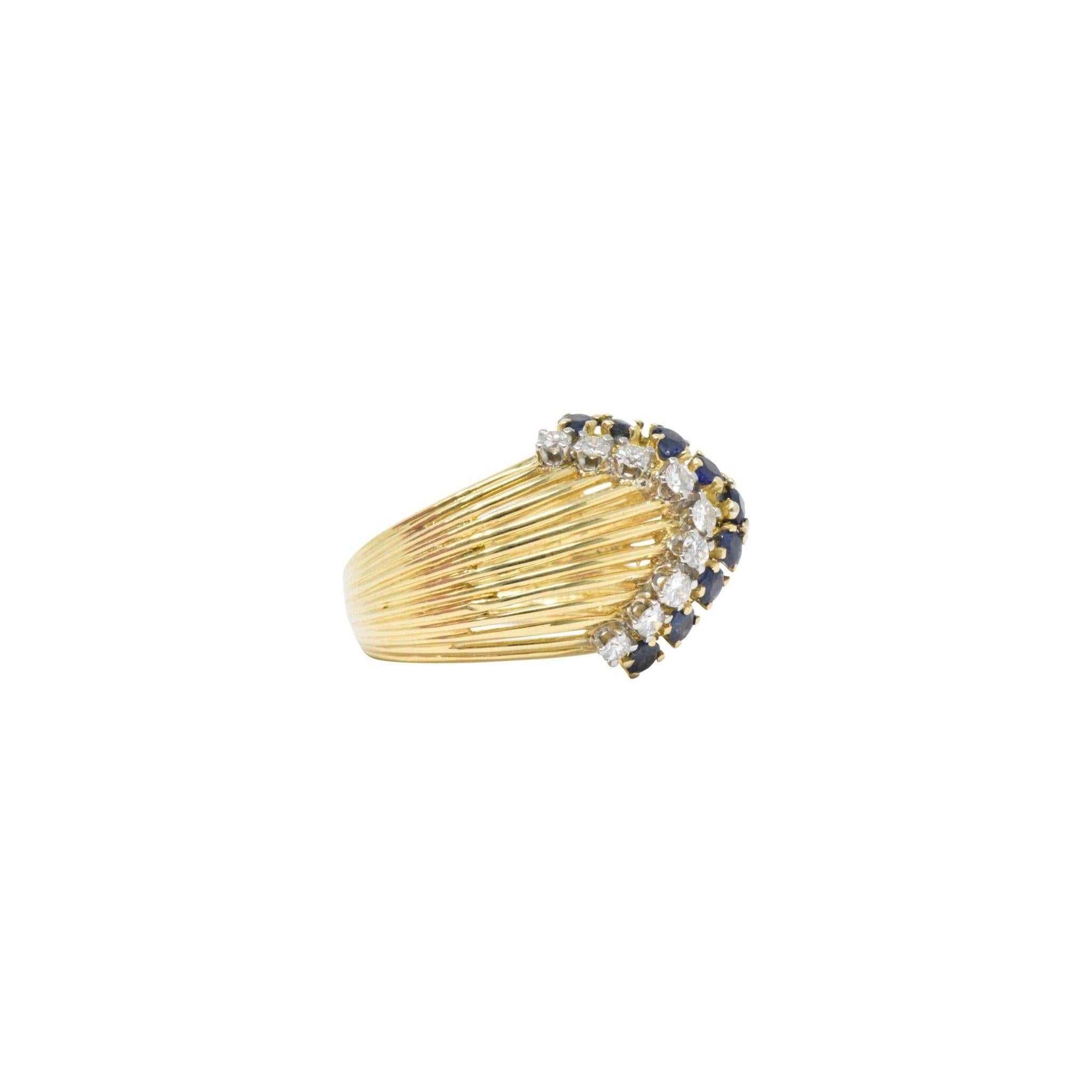 Women's or Men's Retro Tiffany & Co. 0.35 Carat Diamond Sapphire and 18 Karat Gold Ring