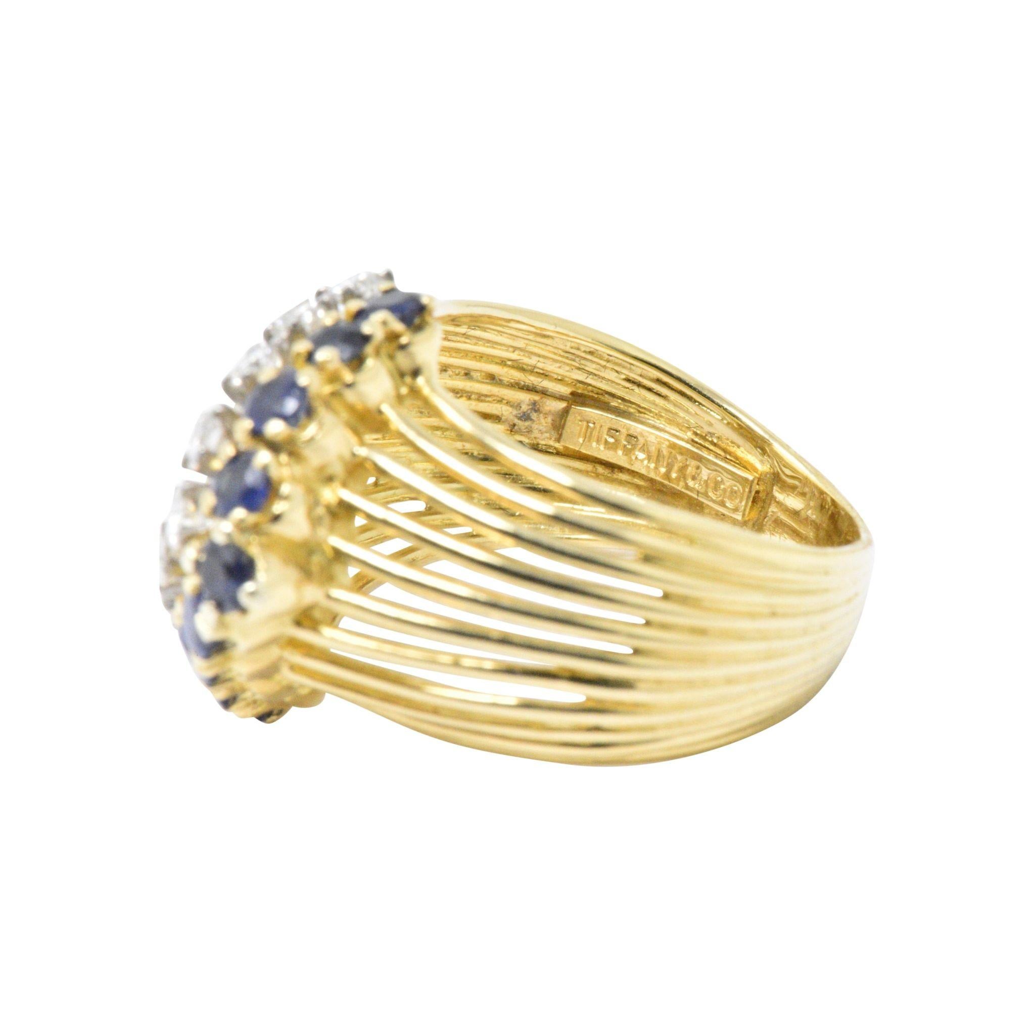 Retro Tiffany & Co. 0.35 Carat Diamond Sapphire and 18 Karat Gold Ring 2