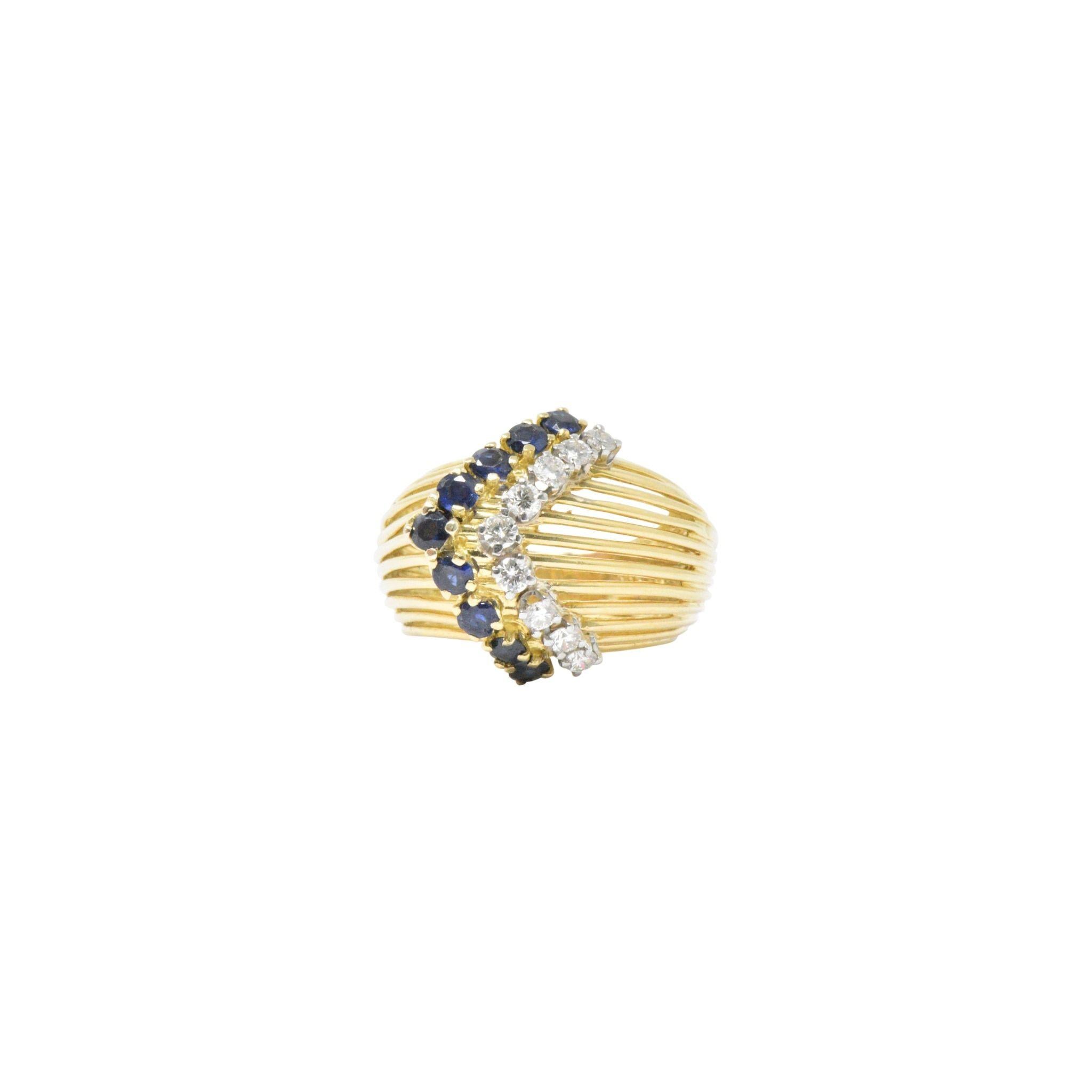 Retro Tiffany & Co. 0.35 Carat Diamond Sapphire and 18 Karat Gold Ring 4