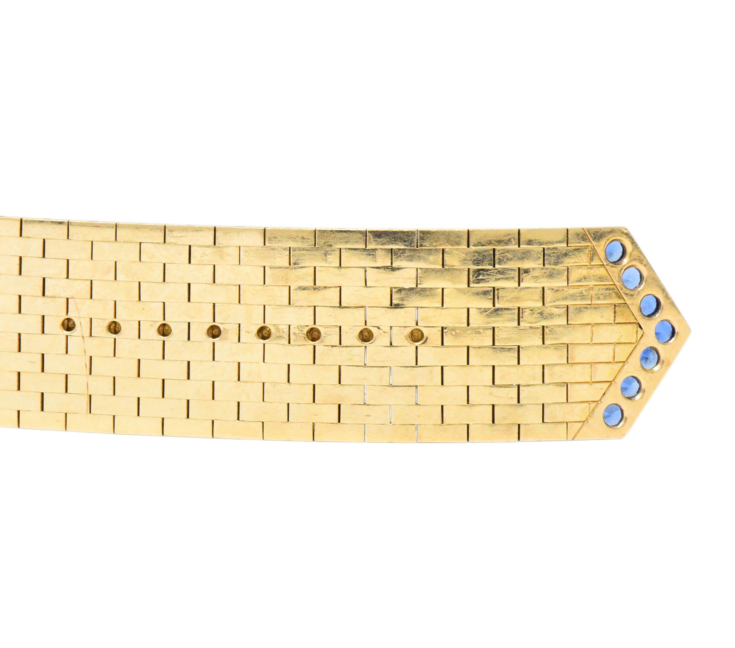 Retro Tiffany & Co 1::35 Karat Saphir Diamant 14 Karat Gold Jarretière Armband für Damen oder Herren