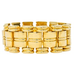Retro Tiffany & Co. 14 Karat Gold Substantial Wide Ribbed Link Bracelet