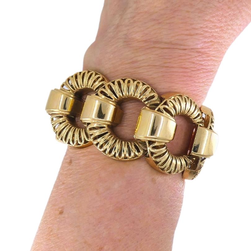 Pulsera circular retro Tiffany & Co. de oro de 14k en venta 4