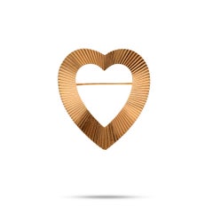 Broche corazón retro de oro amarillo de 14 quilates Tiffany & Co.
