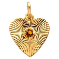 Retro Tiffany & Co. 14K Yellow Gold Heart Pendant charm with Citrine, 1940's