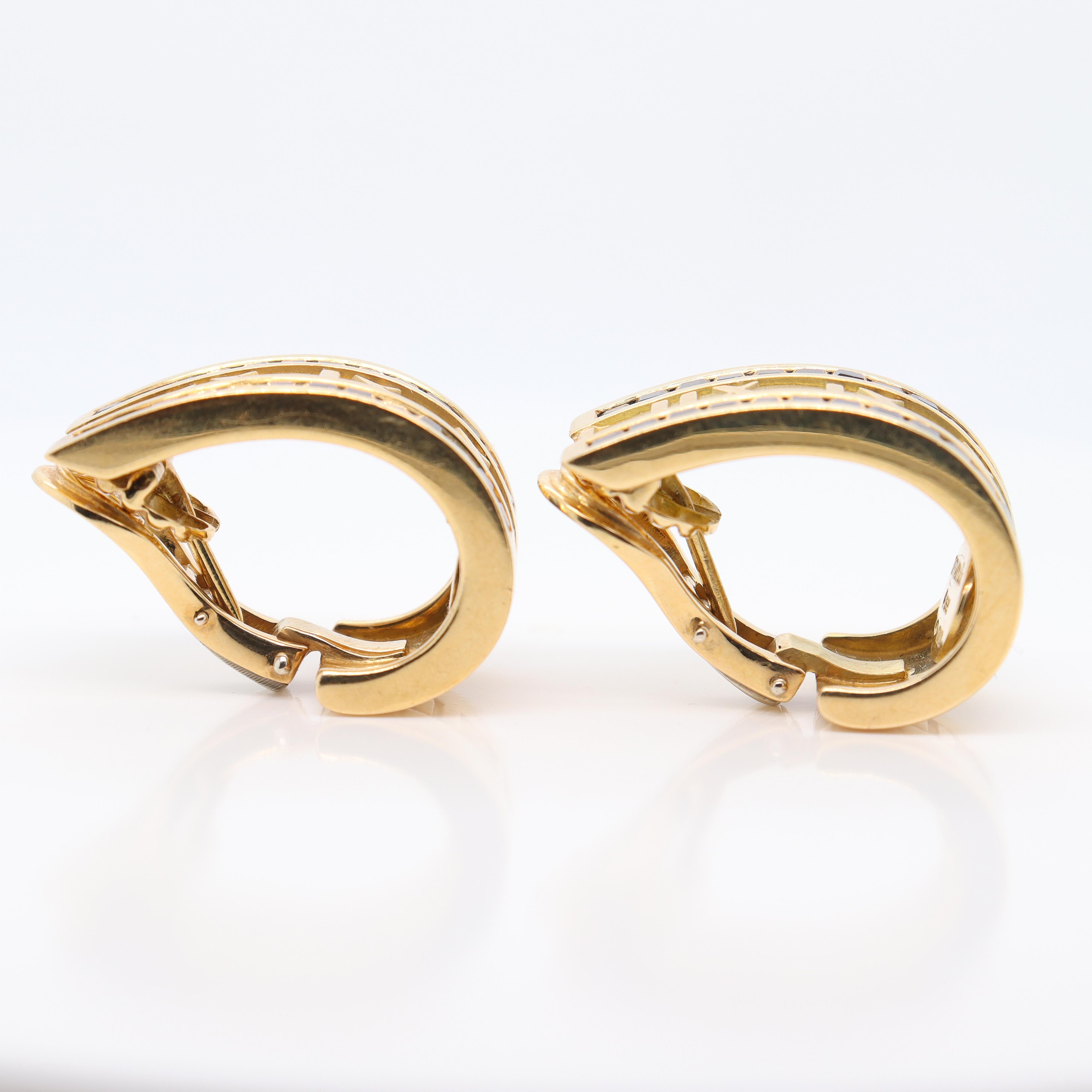 Retro Tiffany & Co. Atlas 18k Gold & Sapphire Omega Clip Earrings 10