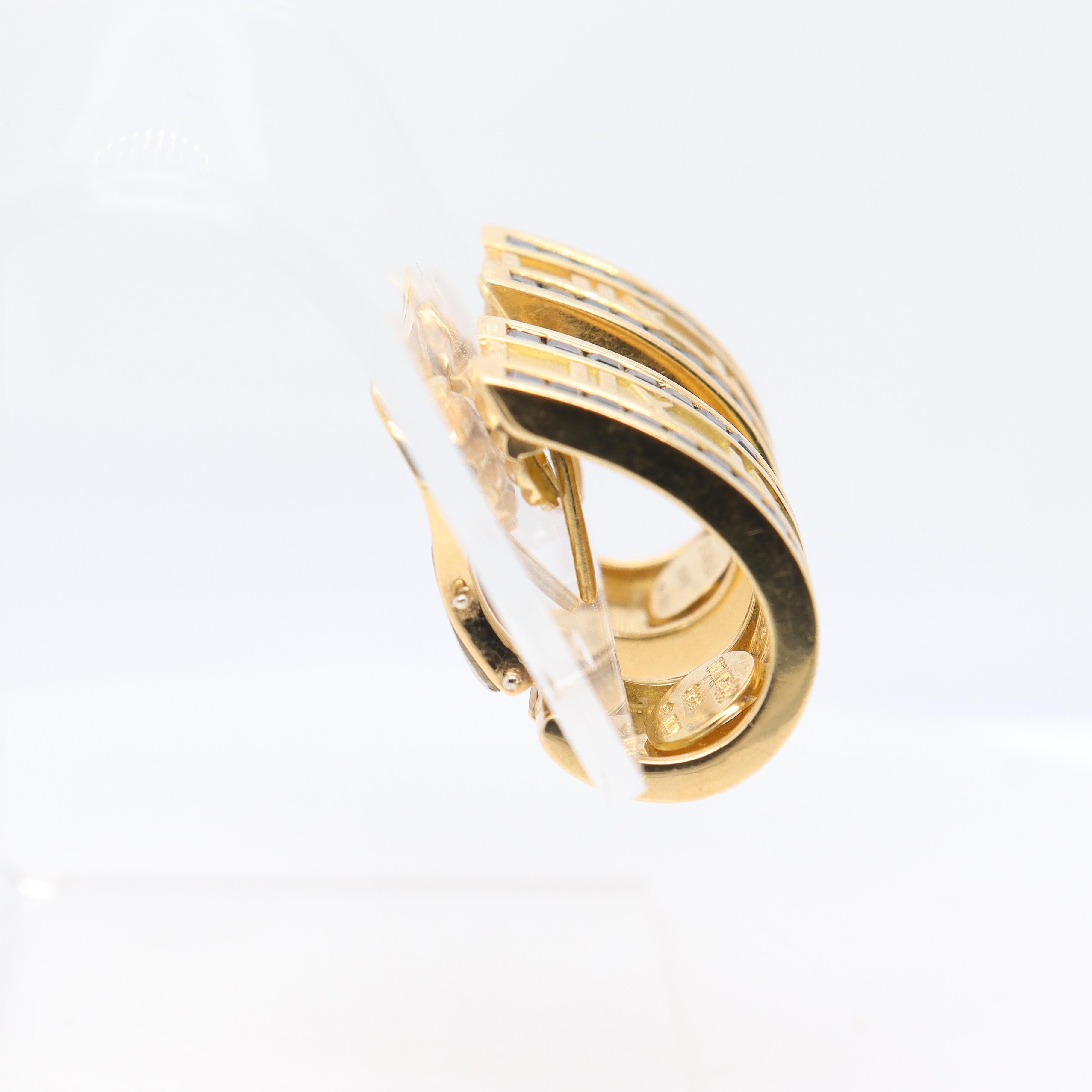 Modern Retro Tiffany & Co. Atlas 18k Gold & Sapphire Omega Clip Earrings