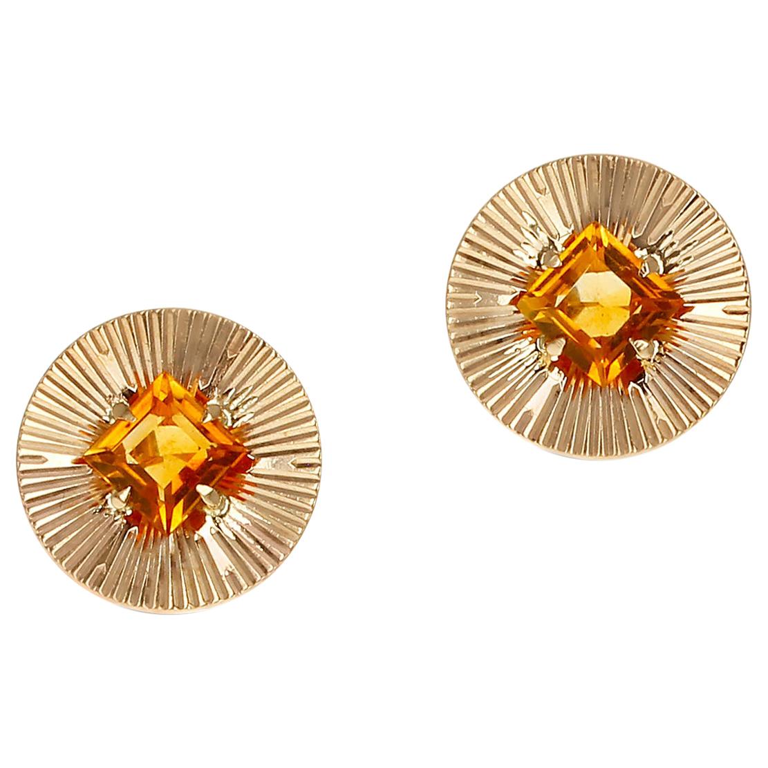 Rétro Tiffany & Co. Boucles d'oreilles en or jaune 14 carats et citrine