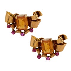 Retro Tiffany & Co. citrine ruby 14k rose gold earrings