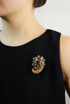 Retro Tiffany & Co. En Tremblant Gem Set Gold Brooch Pin