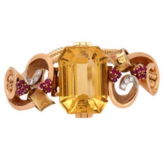 Retro Tiffany & Co. GIA citrine ruby diamond 14k rose gold bracelet