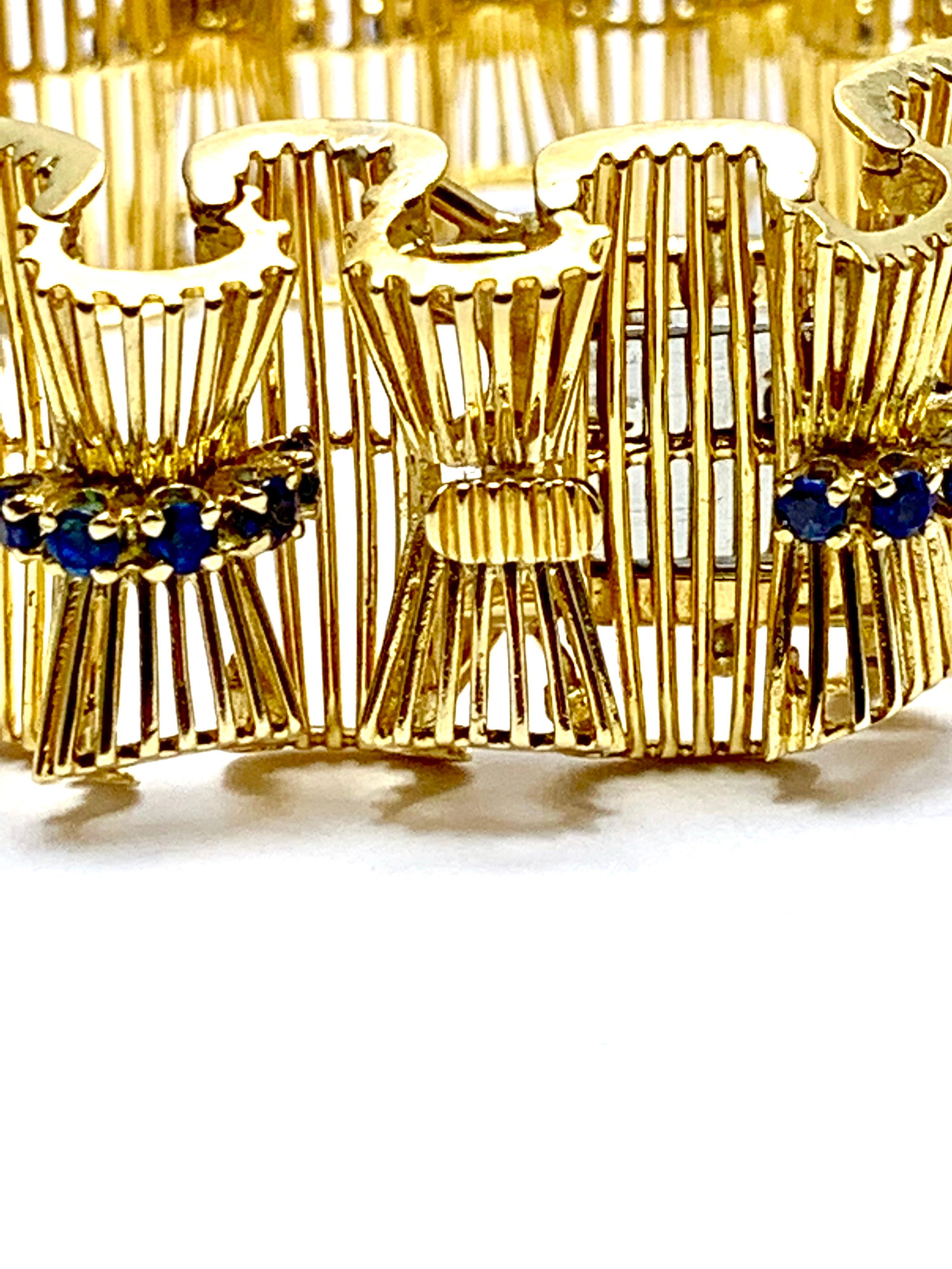 Retro Tiffany & Co. Round Sapphire and 18 Karat Gold Ribbon Bracelet 1
