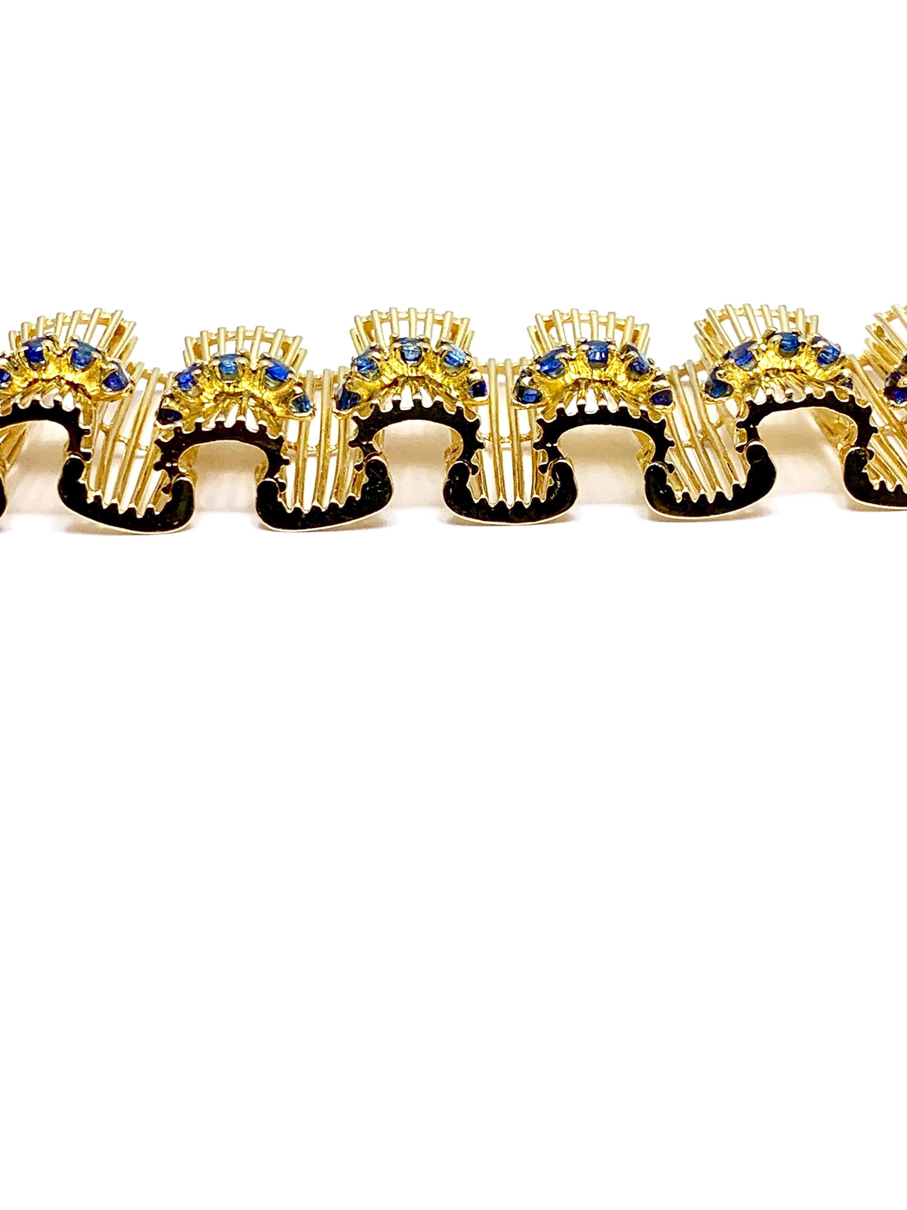 Retro Tiffany & Co. Round Sapphire and 18 Karat Gold Ribbon Bracelet 2