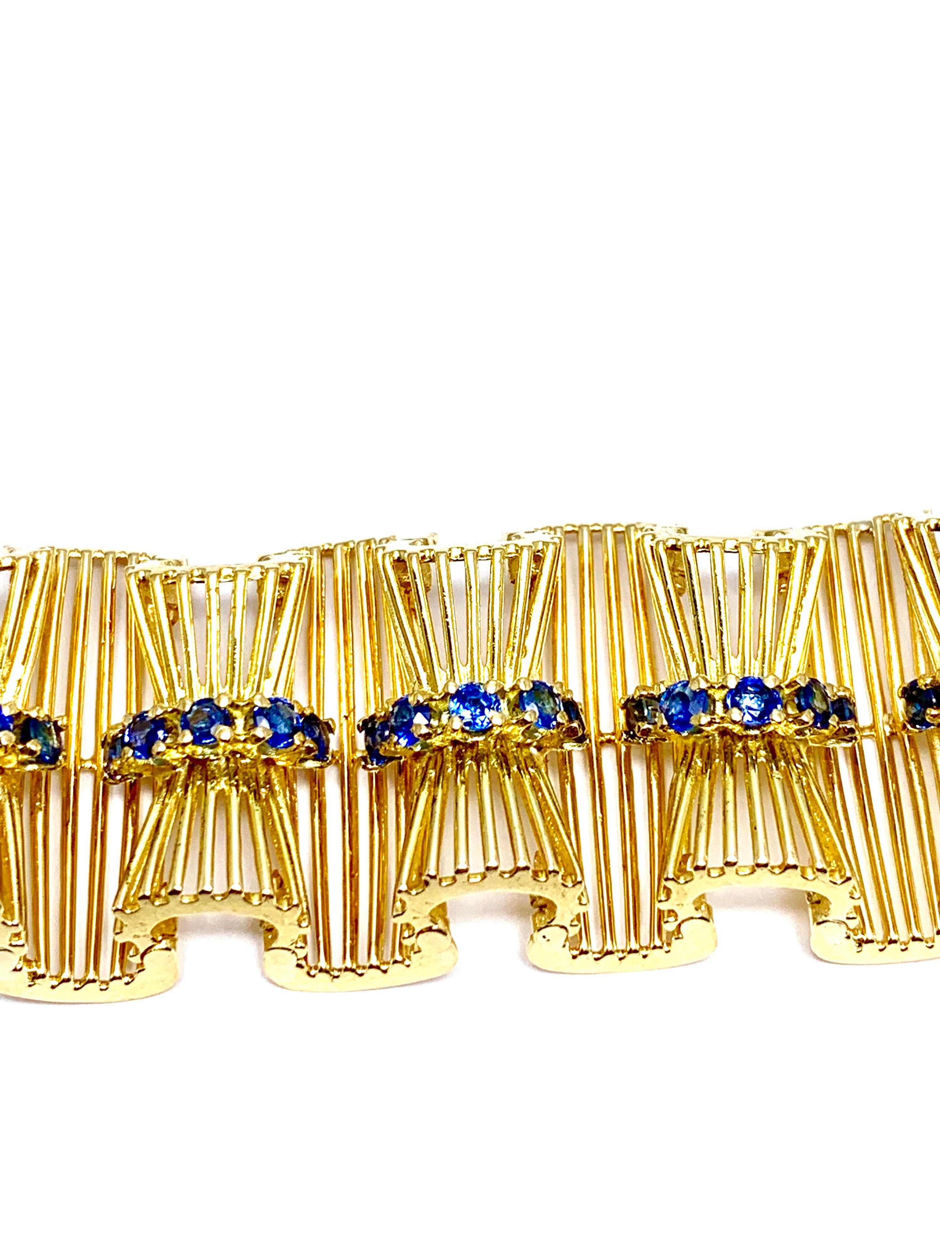Retro Tiffany & Co. Round Sapphire and 18 Karat Gold Ribbon Bracelet 3