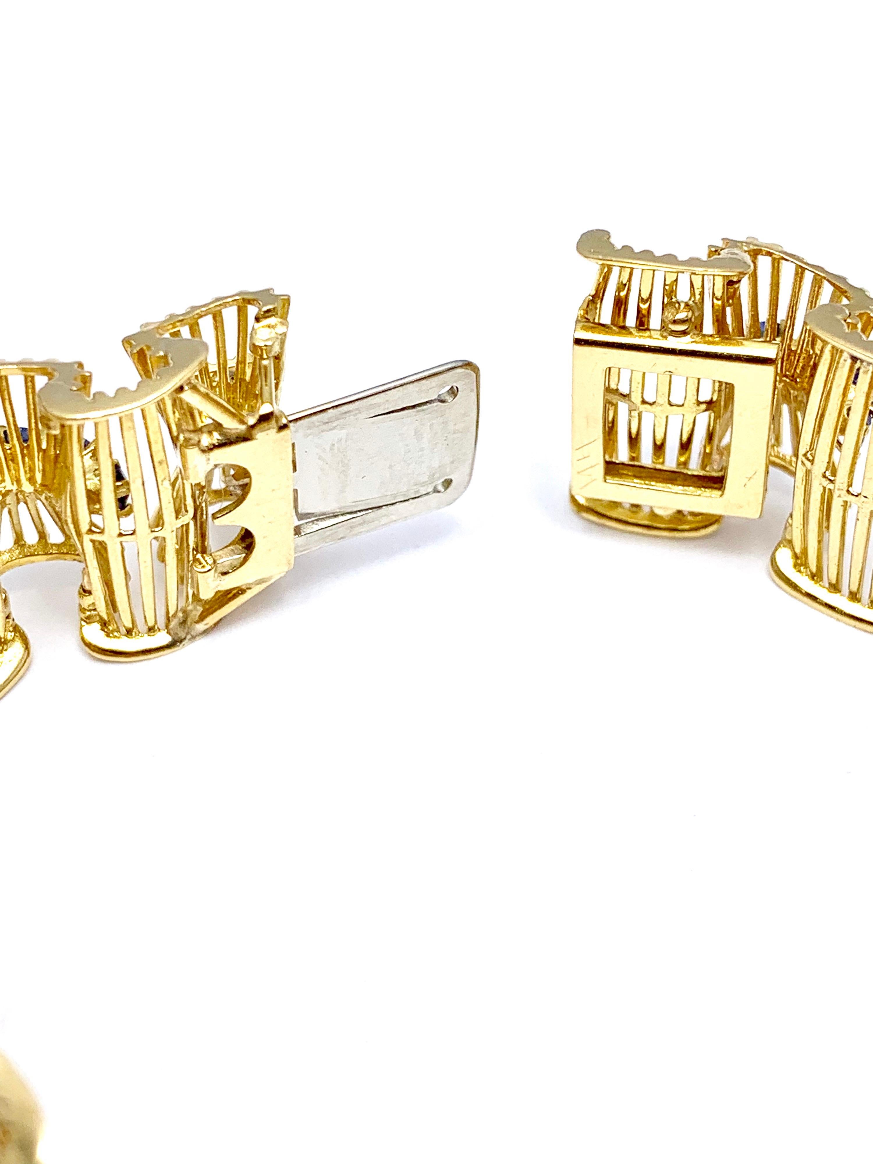 Retro Tiffany & Co. Round Sapphire and 18 Karat Gold Ribbon Bracelet 4