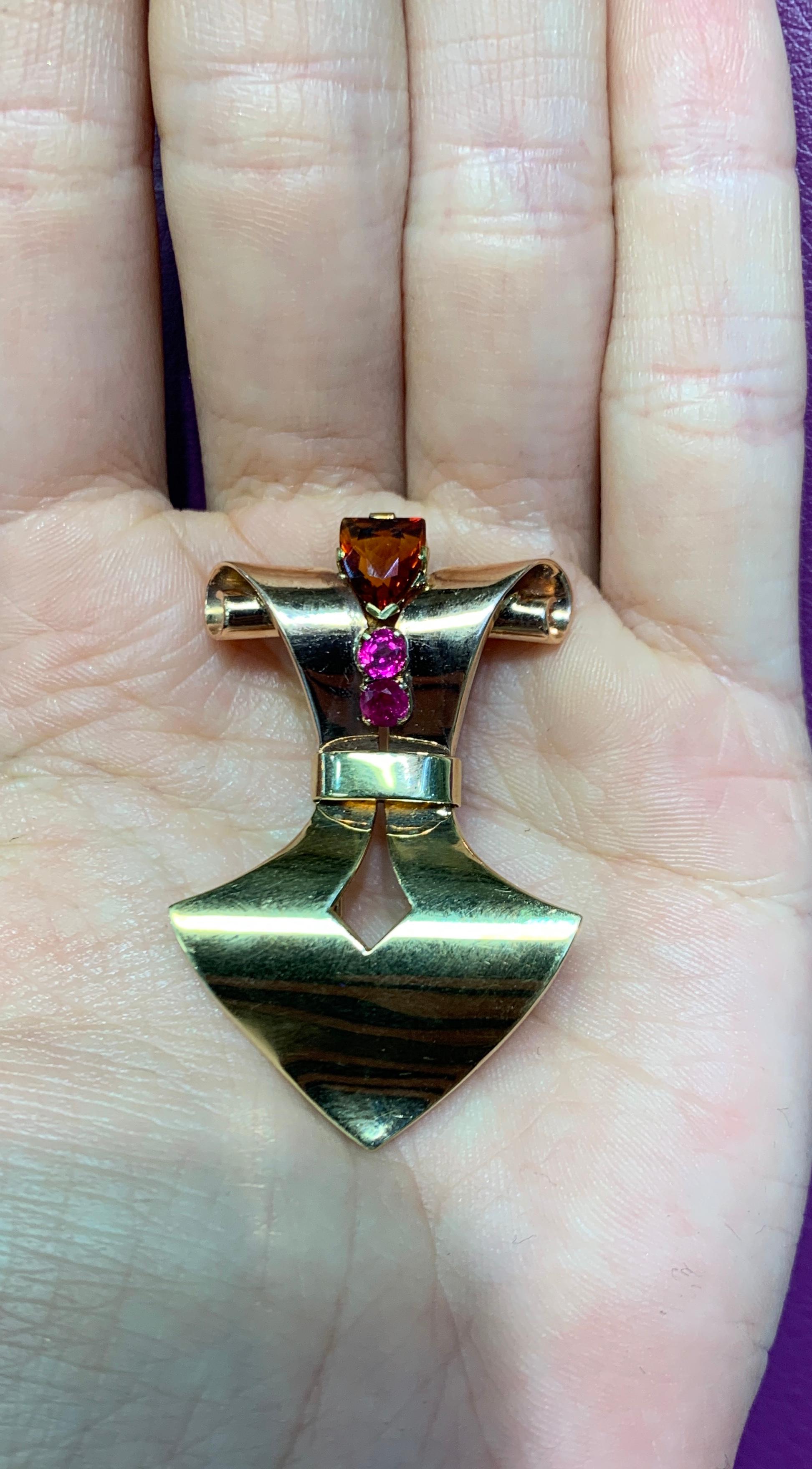 Retro Tiffany & Co. Ruby Brooch In Excellent Condition In New York, NY