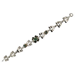 Bracelet trèfle rétro Tiffany & Company à quatre feuilles en tourmaline verte 14 carats