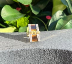 Retro Tigers Eye & Diamond 18k & Platinum Cocktail Ring