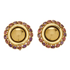 Retro Turmalin und Amethyst Double Clips