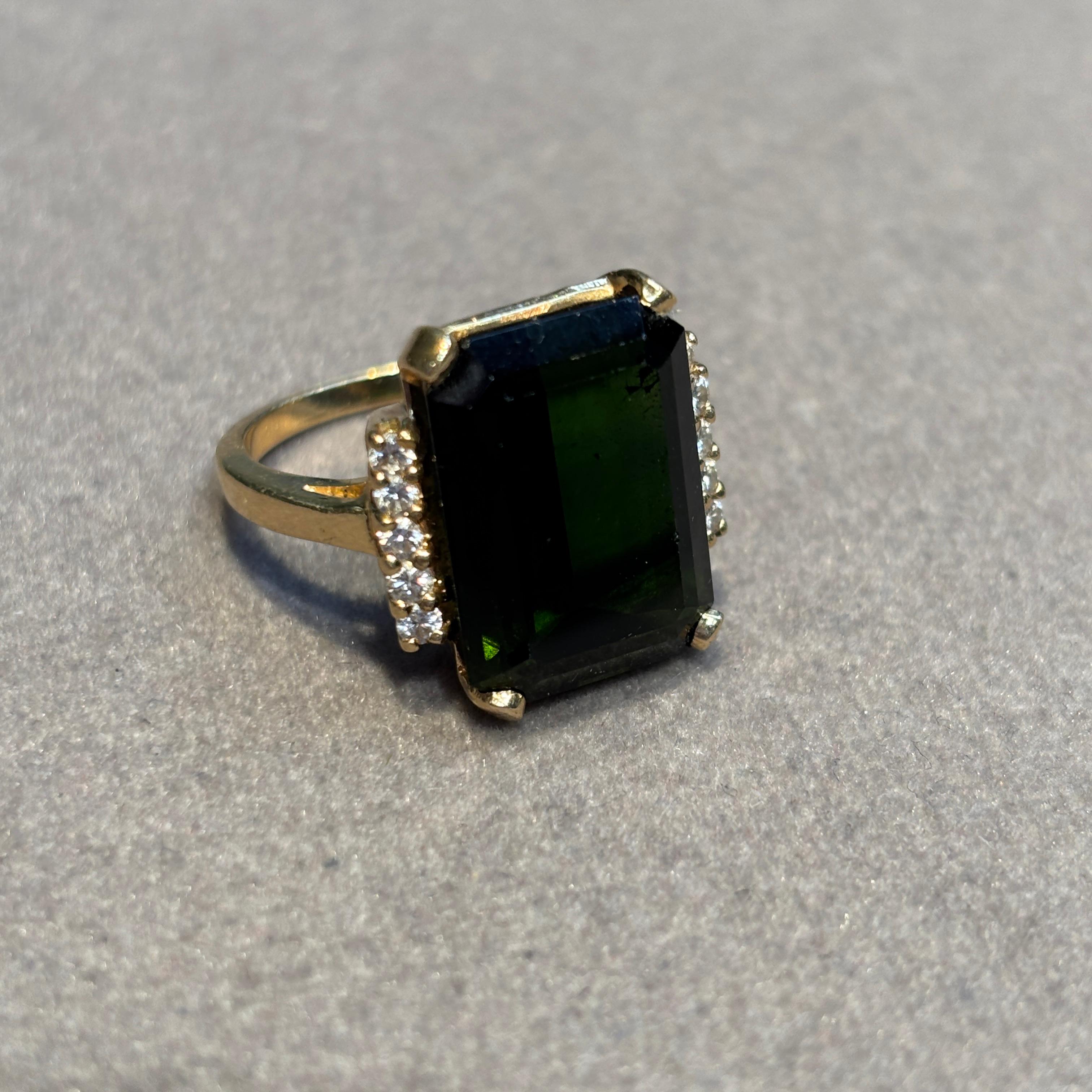 Bague rétro en tourmaline et diamant en vente 4