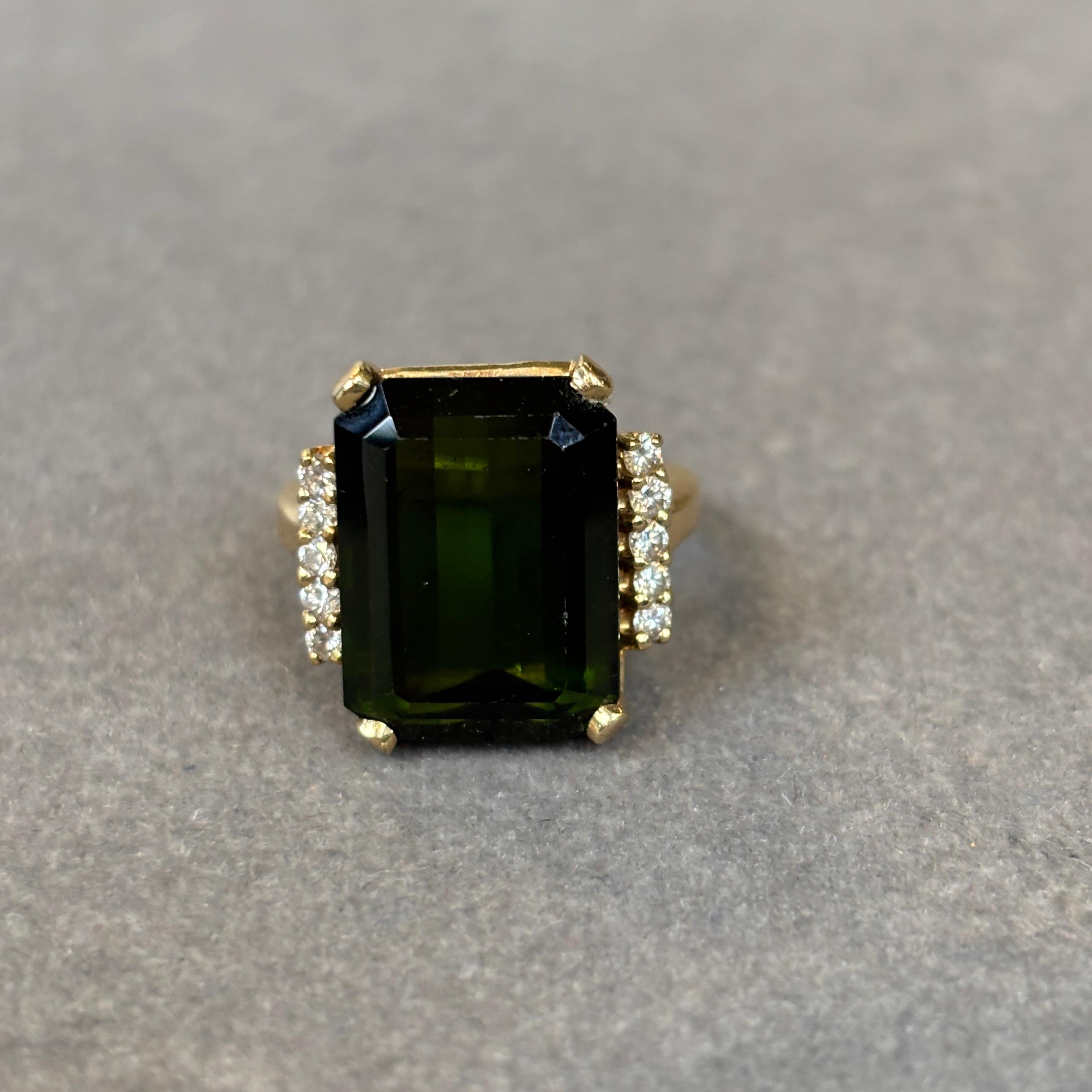 Bague rétro en tourmaline et diamant Pour femmes en vente