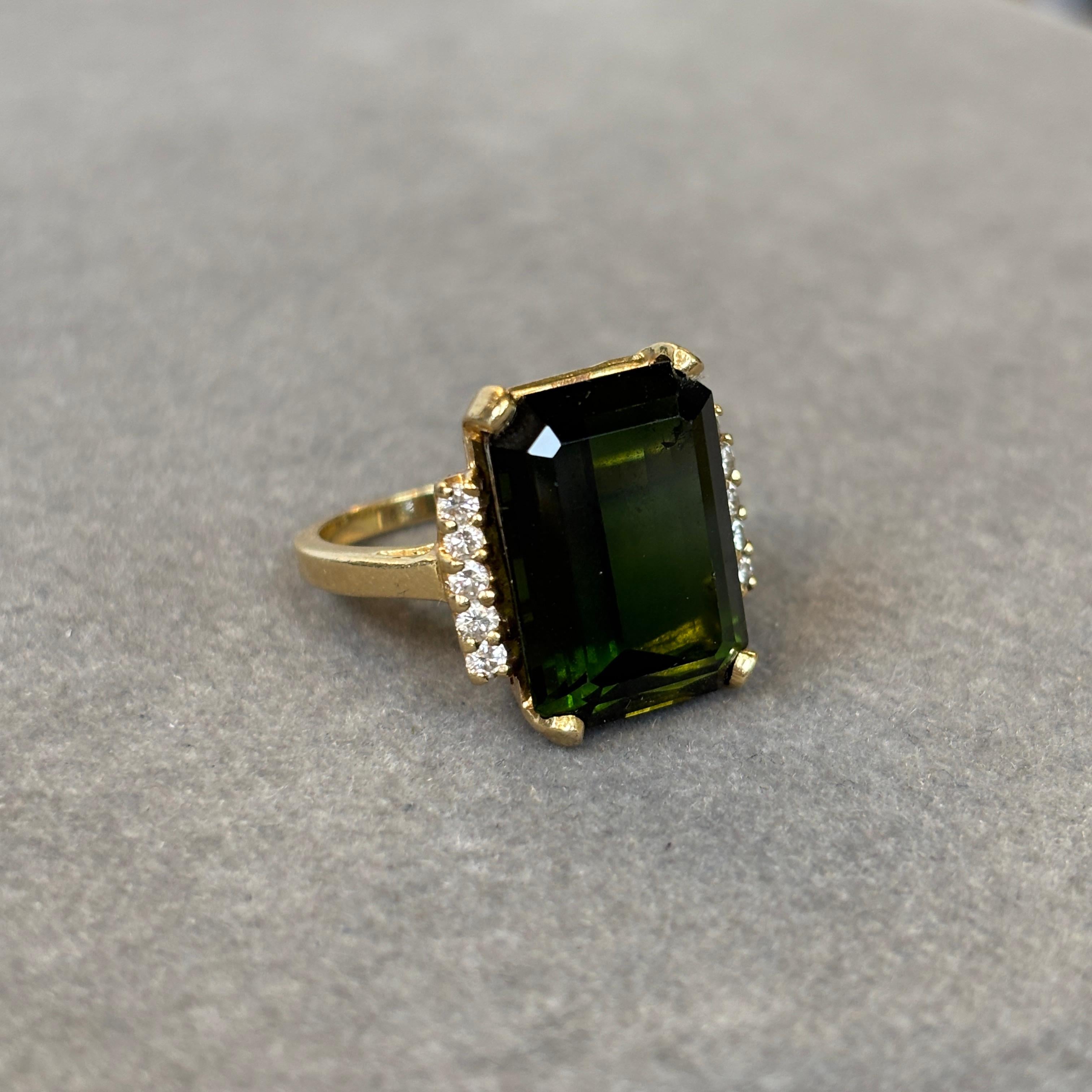 Bague rétro en tourmaline et diamant en vente 1