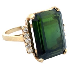Retro Tourmaline and Diamond Ring