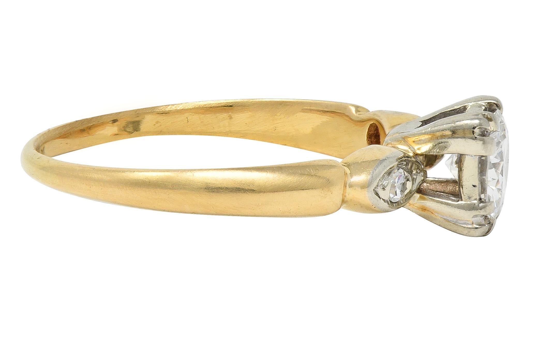 Rétro Retro Transitional Cut Diamond 14 Karat Yellow Gold Vintage Engagement Ring en vente