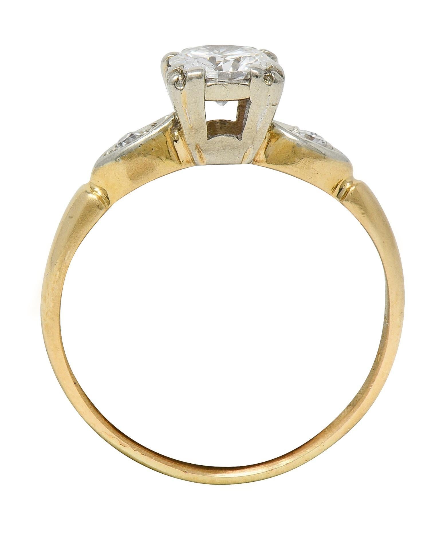 Retro Transitional Cut Diamond 14 Karat Yellow Gold Vintage Engagement Ring en vente 1
