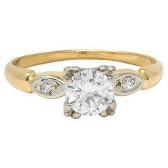 Retro Transitional Cut Diamond 14 Karat Yellow Gold Vintage Engagement Ring