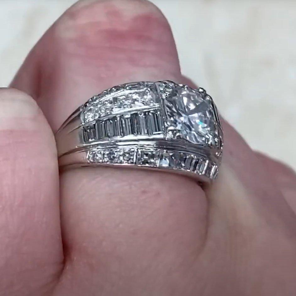 Old European Cut Retro Transitional Cut Diamond Engagement Ring (Approx. 1.9-Carats), Platinum For Sale