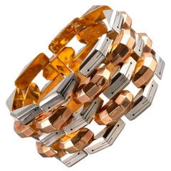 Retro Tri-Color Gold Link Bracelet