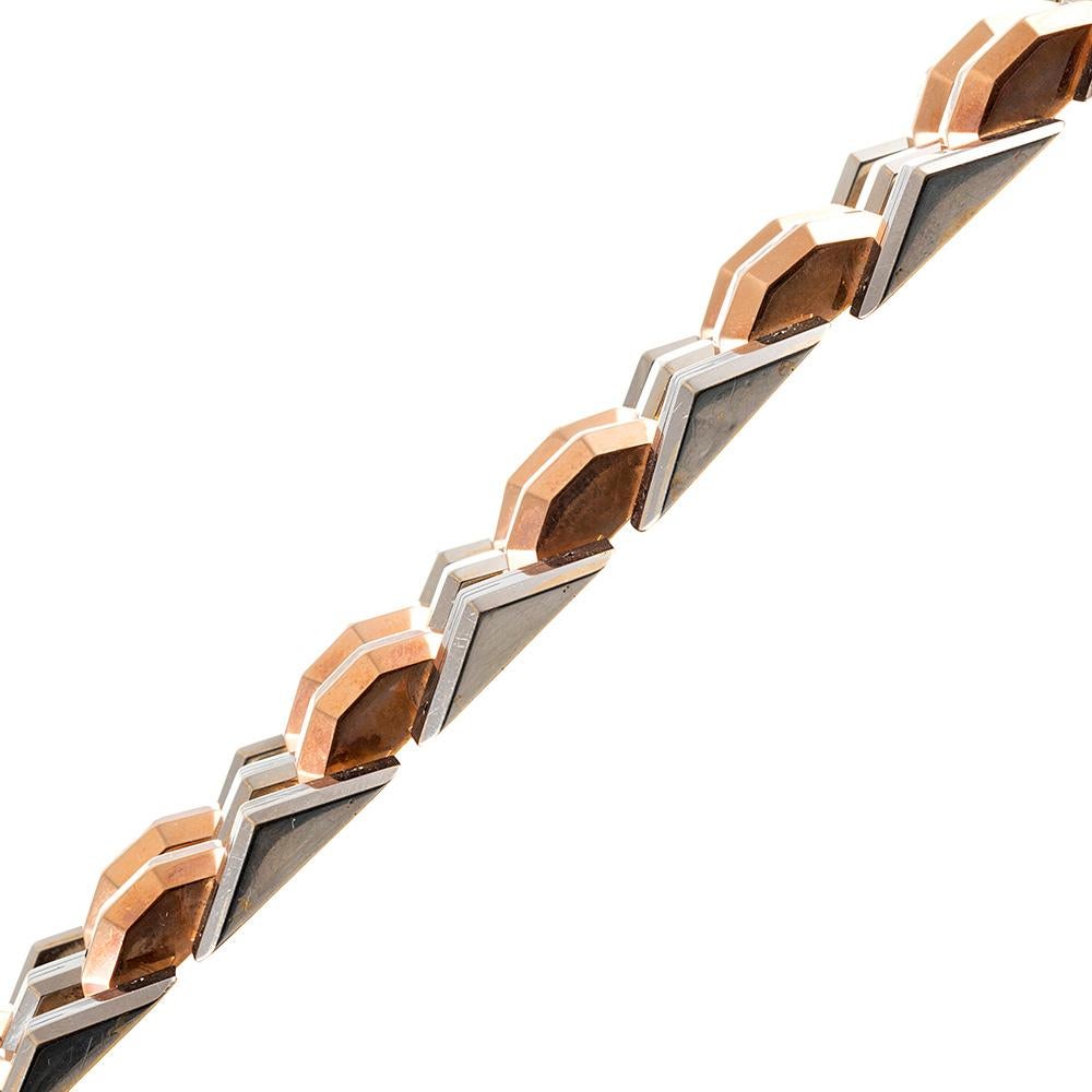 Bracelet rétro à maillons en or tricolore Unisexe en vente