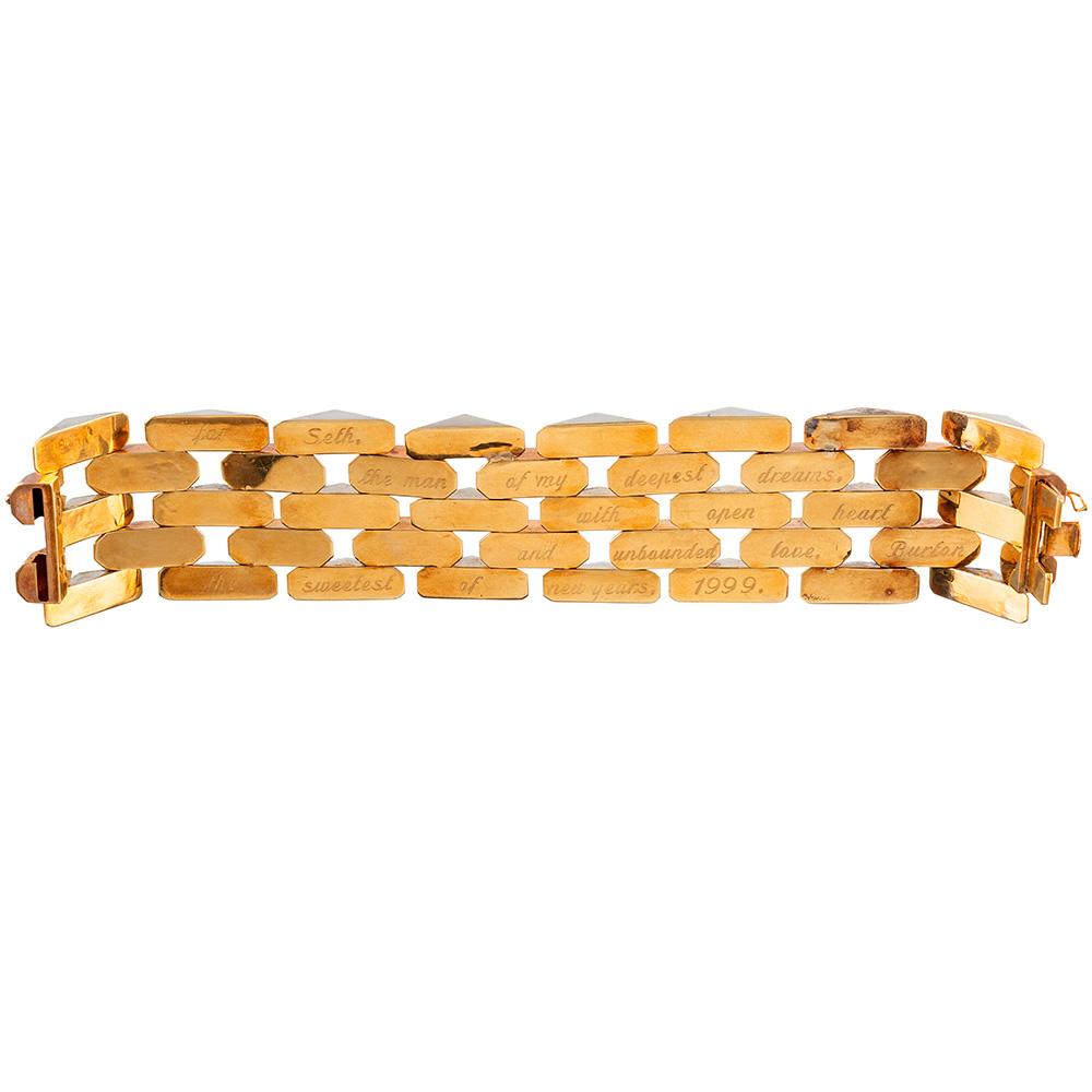 Retro Dreifarbiges Goldgliederarmband im Angebot 1