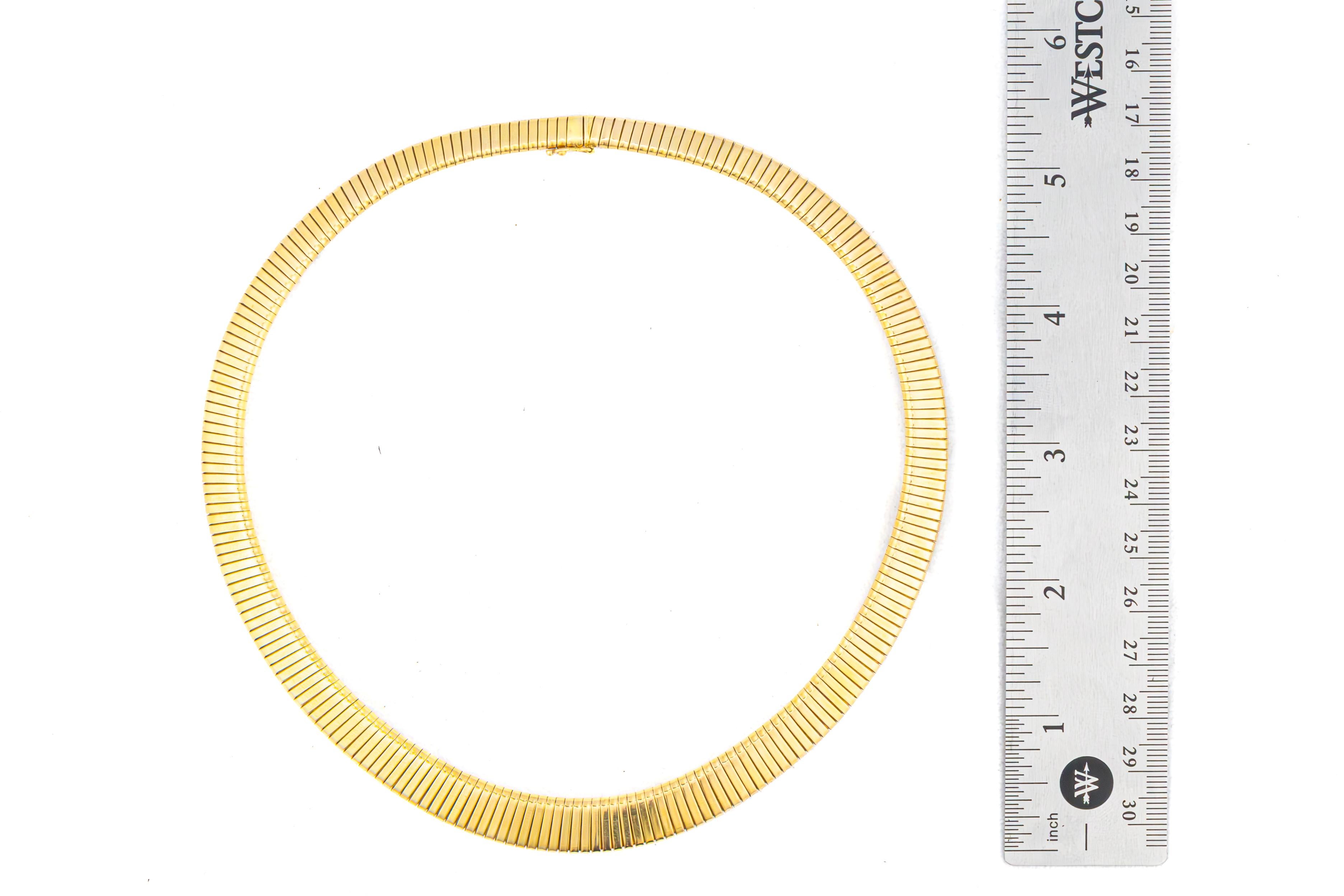 Women's or Men's Retro Tubogas 18K Yellow Gold Collar Necklace