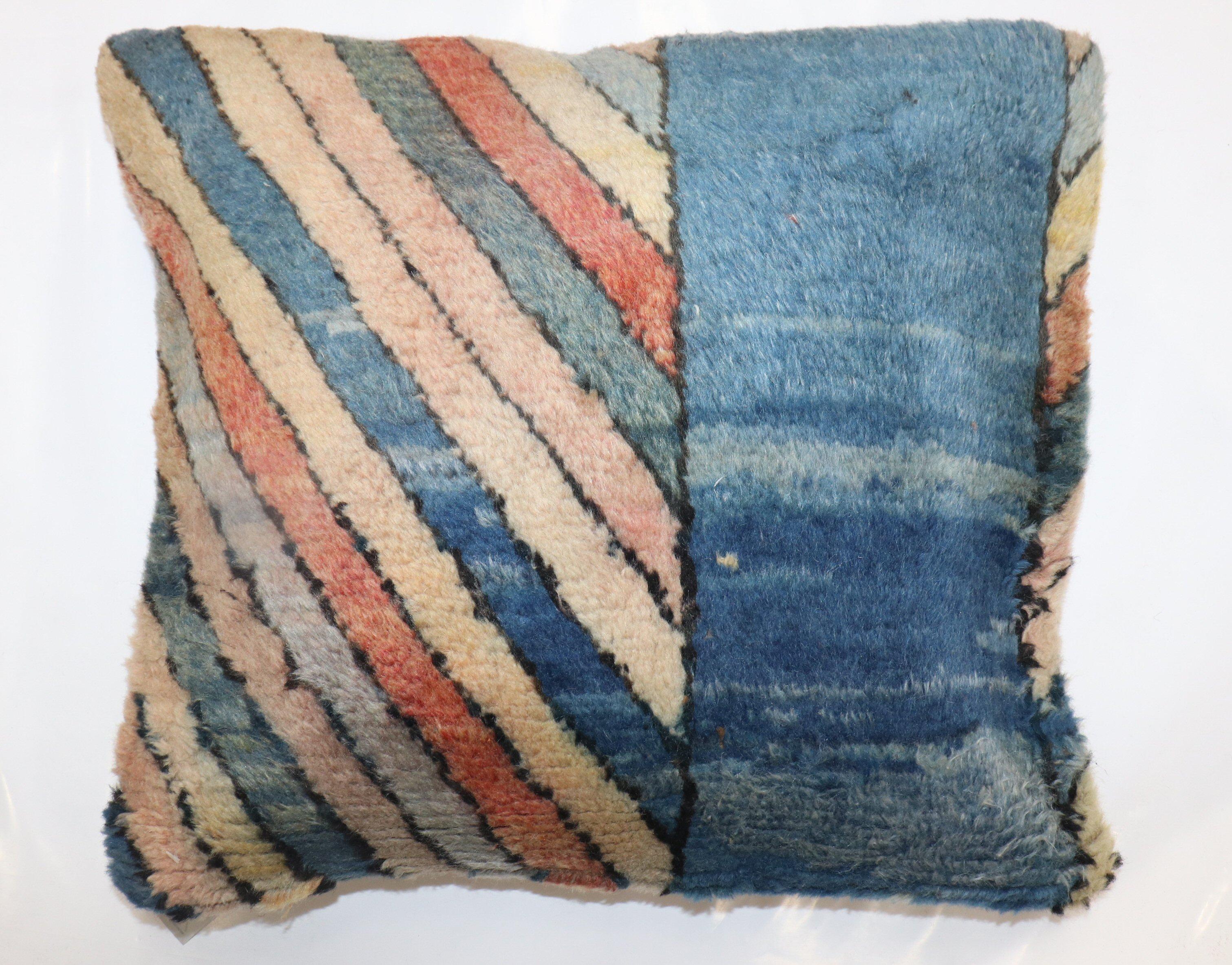 Hand-Knotted Retro Turkish Deco Pillow For Sale