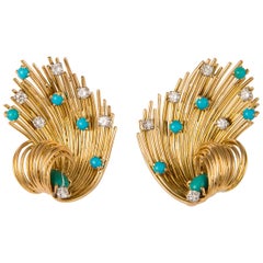 Retro Turquoise and Diamond Earrings Retro Turquoise and Diamond Earrings