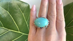 Retro Turquoise Diamond Lapis 18k Gold Statement Ring