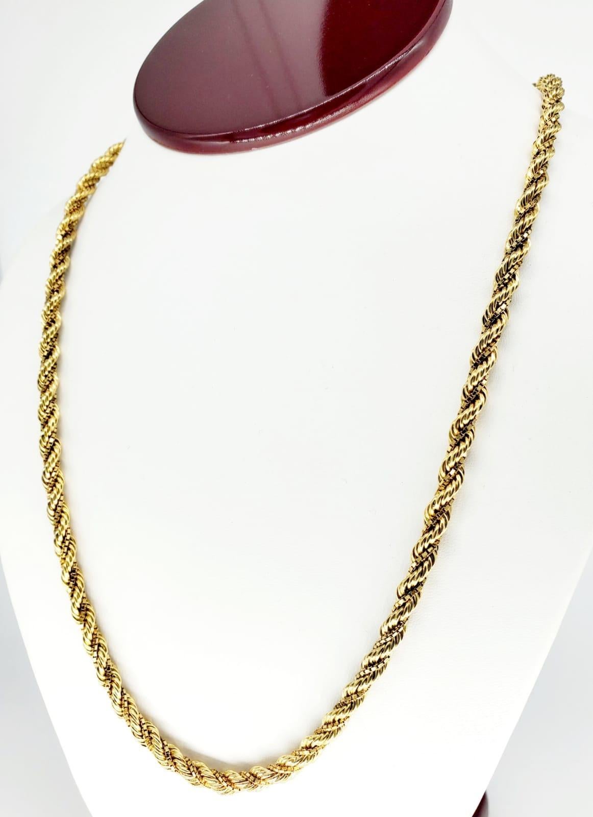 Retro Twisted Rope Double Mixed Link Rare Chain 14k Gold. The chain features a rope link and a box link mixed together. The chain is 24 inches long and weights approx 39.9 grams. Circa 1950s